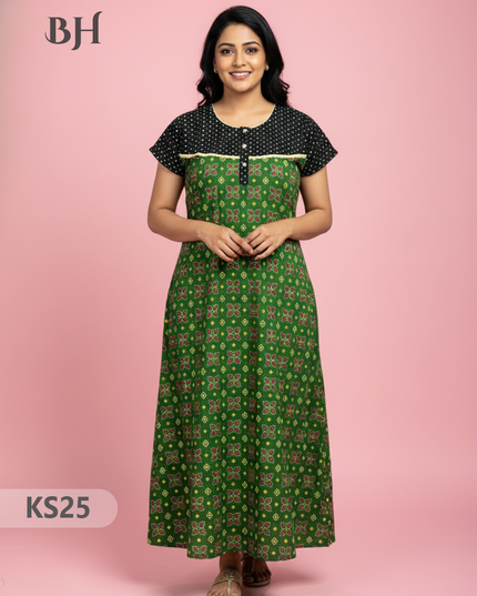 Cotton Printed Nighties | Comfortable Free Size Nightwear for Women