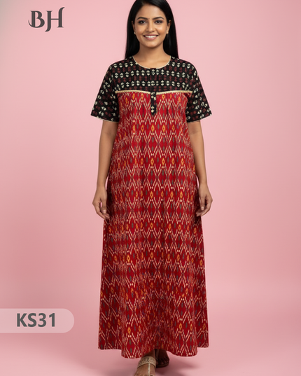 Cotton Printed Nighties | Comfortable Free Size Nightwear for Women