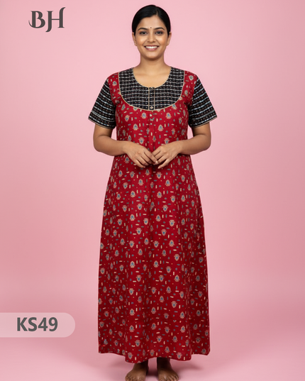 Cotton Printed Nighties | Comfortable Free Size Nightwear for Women