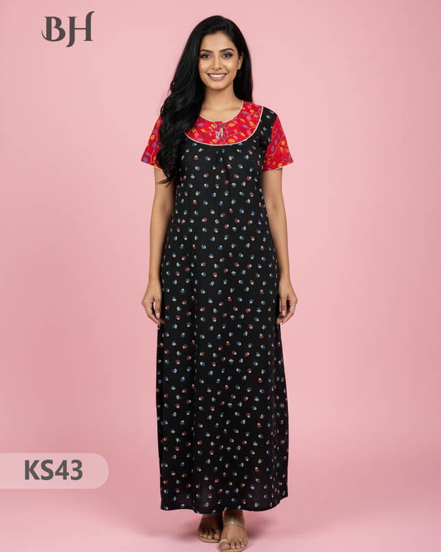 Cotton Printed Nighties | Comfortable Free Size Nightwear for Women