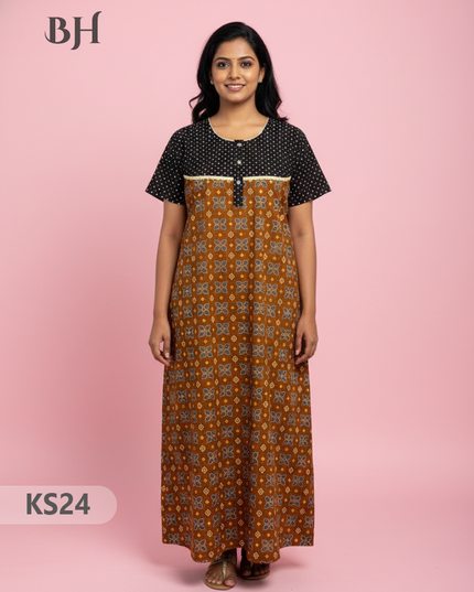 Cotton Printed Nighties | Comfortable Free Size Nightwear for Women