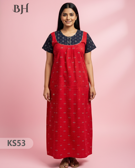 Cotton Printed Nighties | Comfortable Free Size Nightwear for Women