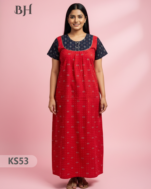 Cotton Printed Nighties | Comfortable Free Size Nightwear for Women