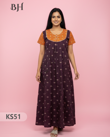 Cotton Printed Nighties | Comfortable Free Size Nightwear for Women