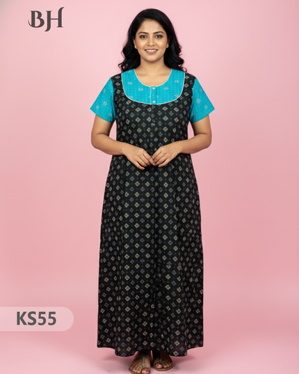 Cotton Printed Nighties | Comfortable Free Size Nightwear for Women