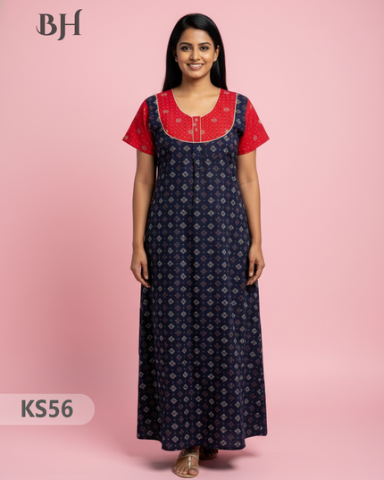 Cotton Printed Nighties | Comfortable Free Size Nightwear for Women