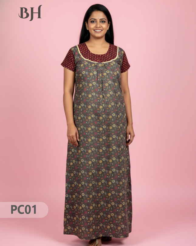 Cotton Printed Nighties | Comfortable Free Size Nightwear for Women
