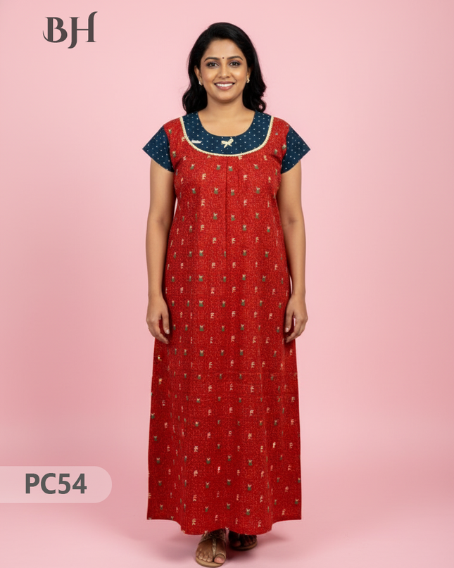 Cotton Printed Nighties | Comfortable Free Size Nightwear for Women
