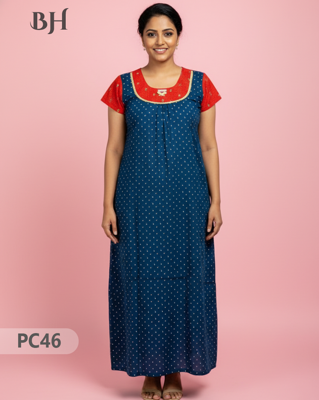 Cotton Printed Nighties | Comfortable Free Size Nightwear for Women