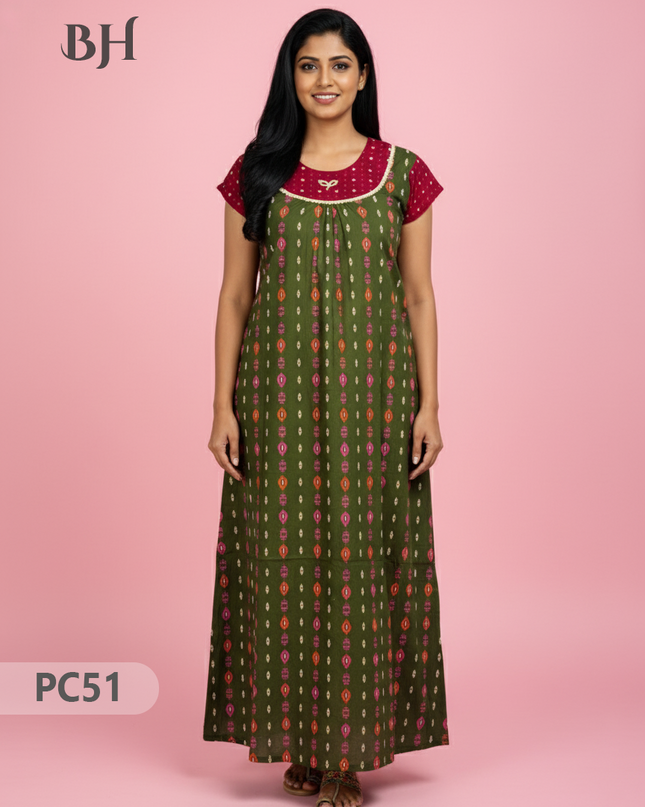 Cotton Printed Nighties | Comfortable Free Size Nightwear for Women