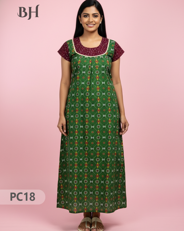 Cotton Printed Nighties | Comfortable Free Size Nightwear for Women