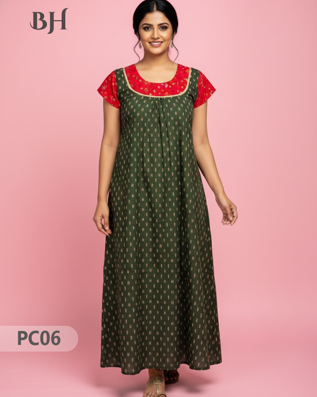 Cotton Printed Nighties | Comfortable Free Size Nightwear for Women