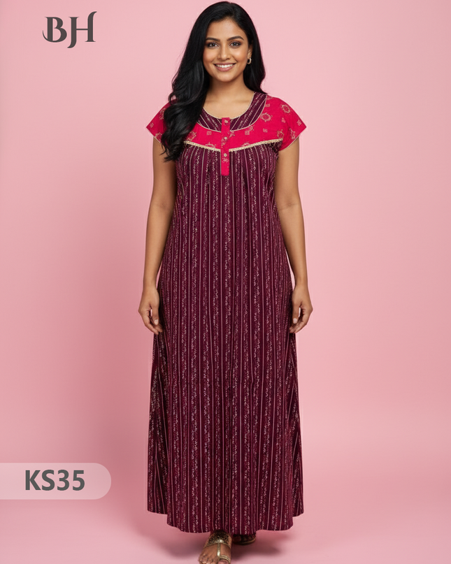 Cotton Printed Nighties | Comfortable Free Size Nightwear for Women