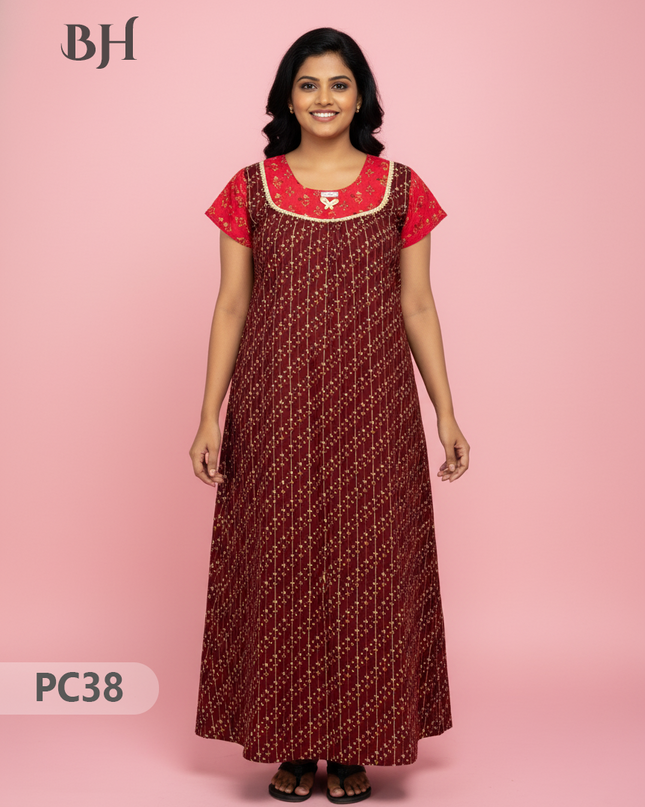 Cotton Printed Nighties | Comfortable Free Size Nightwear for Women