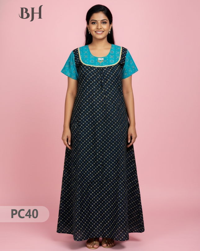 Cotton Printed Nighties | Comfortable Free Size Nightwear for Women