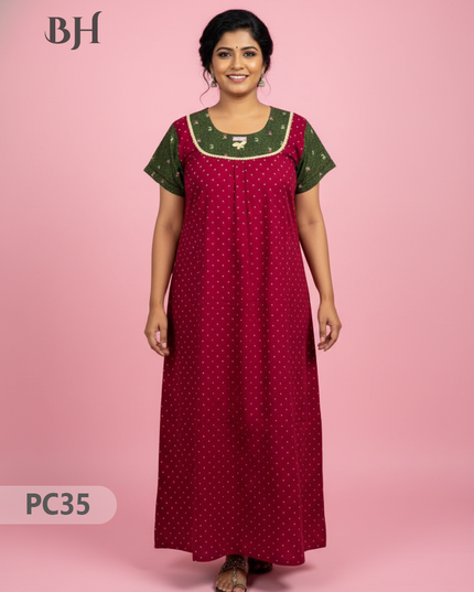 Cotton Printed Nighties | Comfortable Free Size Nightwear for Women