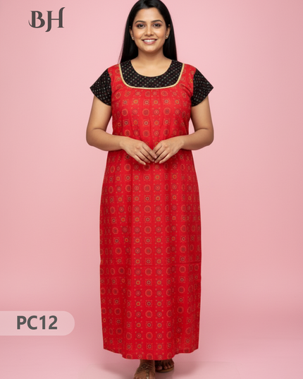 Cotton Printed Nighties | Comfortable Free Size Nightwear for Women