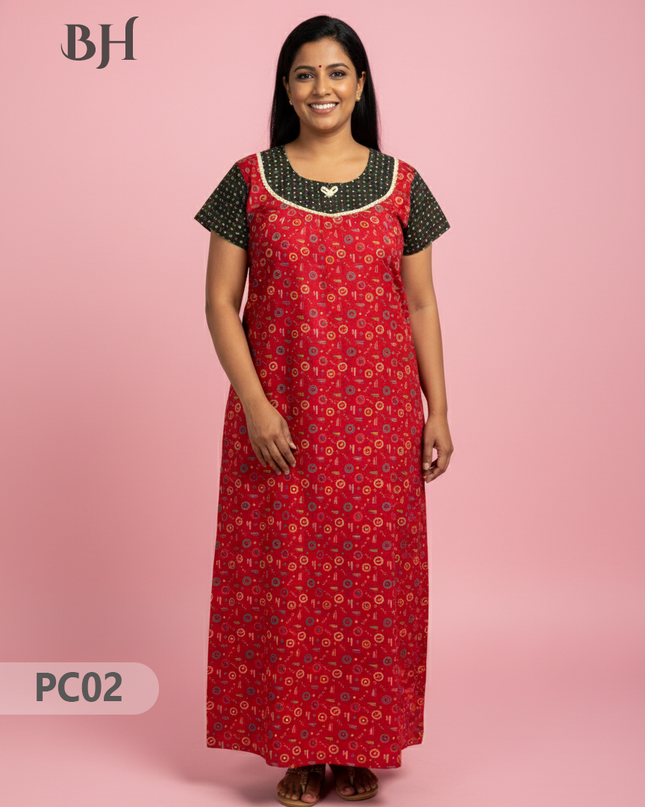 Cotton Printed Nighties | Comfortable Free Size Nightwear for Women