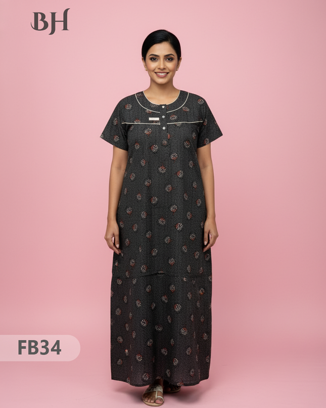 Cotton Printed Nighties | Comfortable Free Size Nightwear for Women
