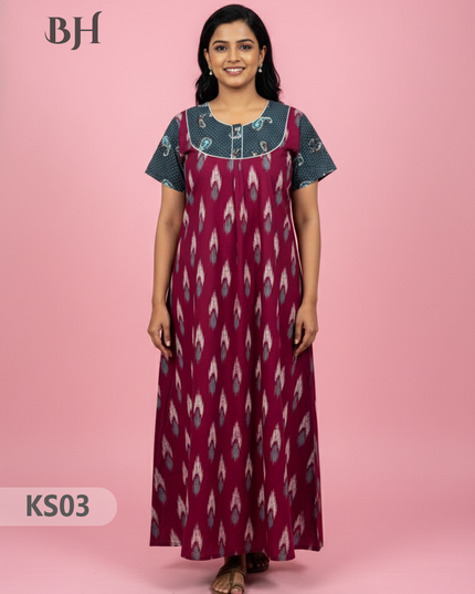 Cotton Printed Nighties | Comfortable Free Size Nightwear for Women