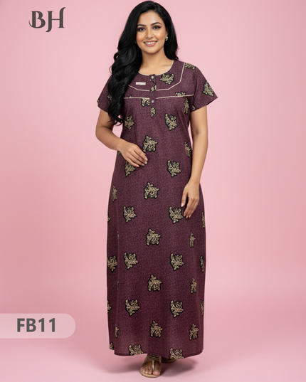 Cotton Printed Nighties | Comfortable Free Size Nightwear for Women