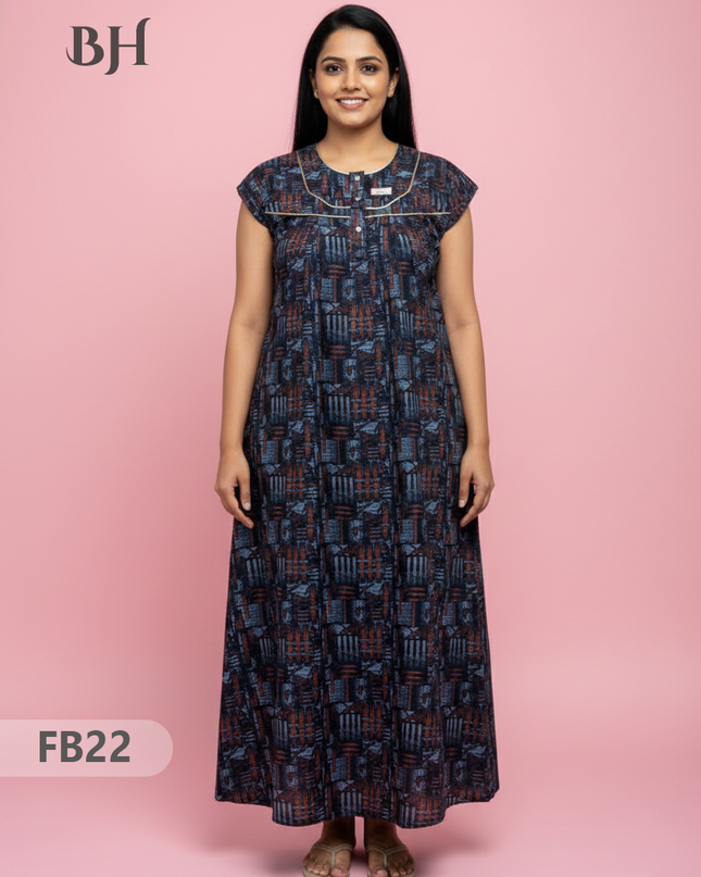 Cotton Printed Nighties | Comfortable Free Size Nightwear for Women