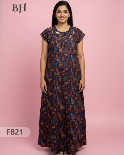 Cotton Printed Nighties | Comfortable Free Size Nightwear for Women