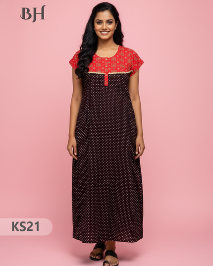 Cotton Printed Nighties | Comfortable Free Size Nightwear for Women