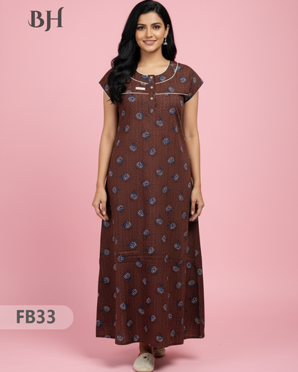 Cotton Printed Nighties | Comfortable Free Size Nightwear for Women
