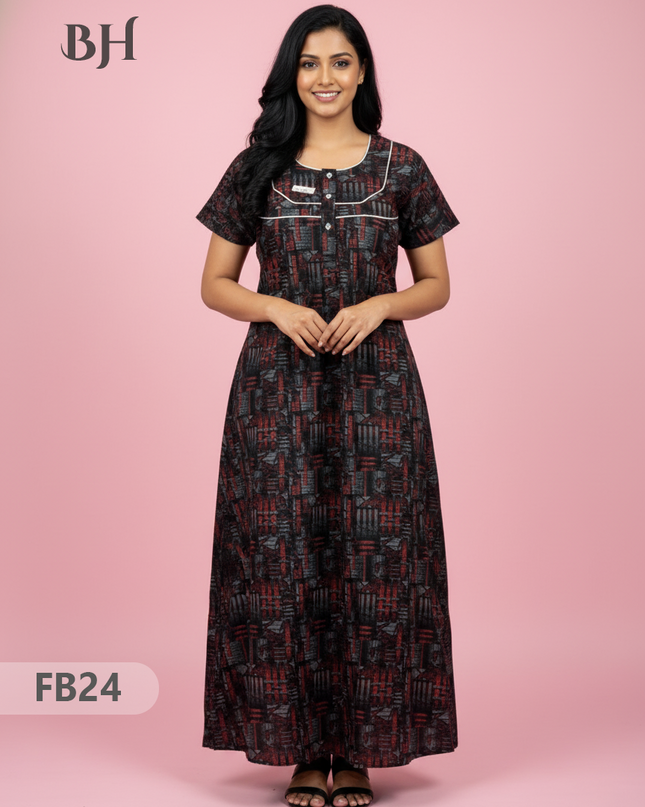 Cotton Printed Nighties | Comfortable Free Size Nightwear for Women