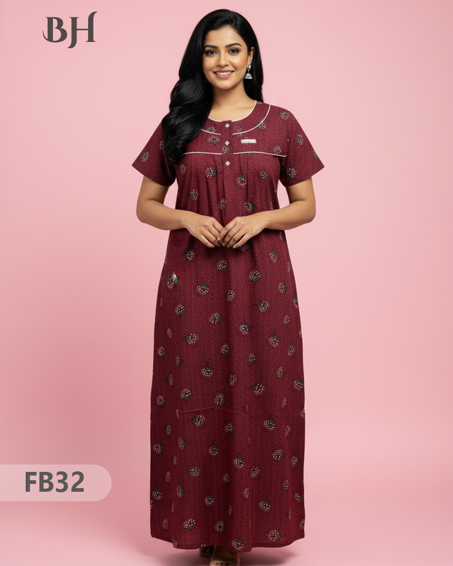 Cotton Printed Nighties | Comfortable Free Size Nightwear for Women