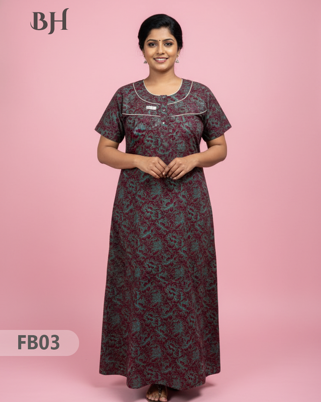 Cotton Printed Nighties | Comfortable Free Size Nightwear for Women