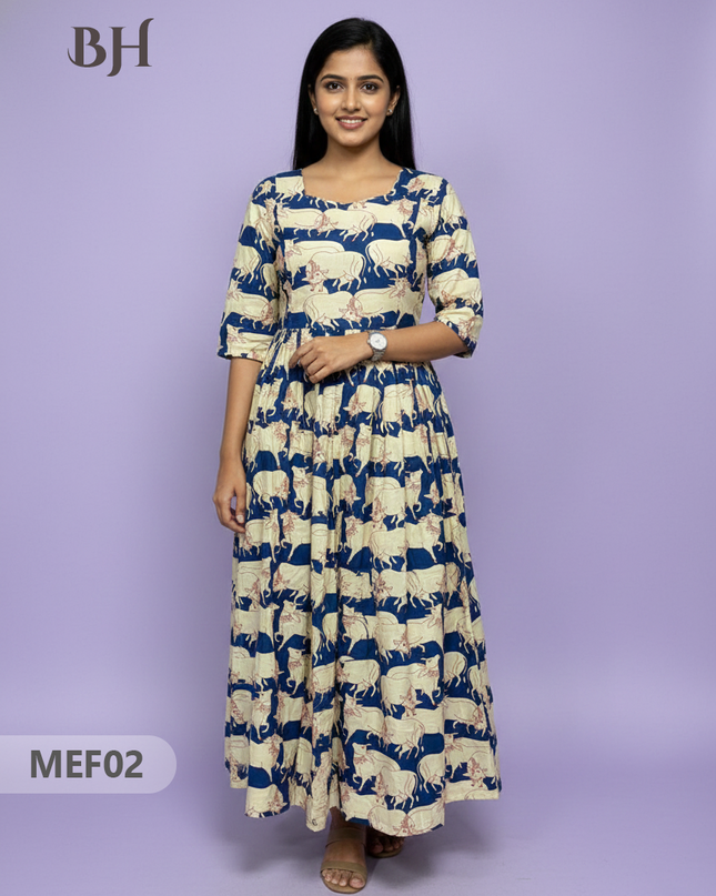 Mul Cotton Maternity & Feeding Frock – Blue