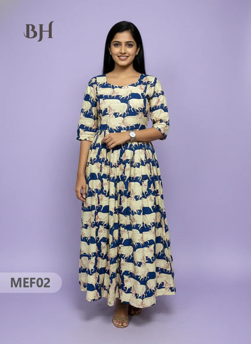 Mul Cotton Maternity & Feeding Frock – Blue