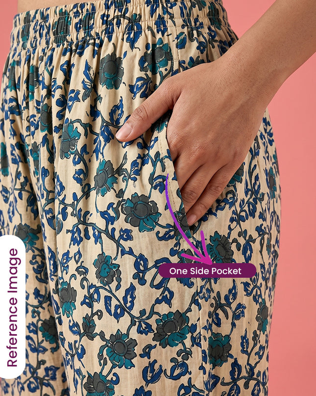 Premium Kalamkari Kurti Set with Dupatta & Elastic Waist Pocket Pant | Bright Saffron Orange Colour