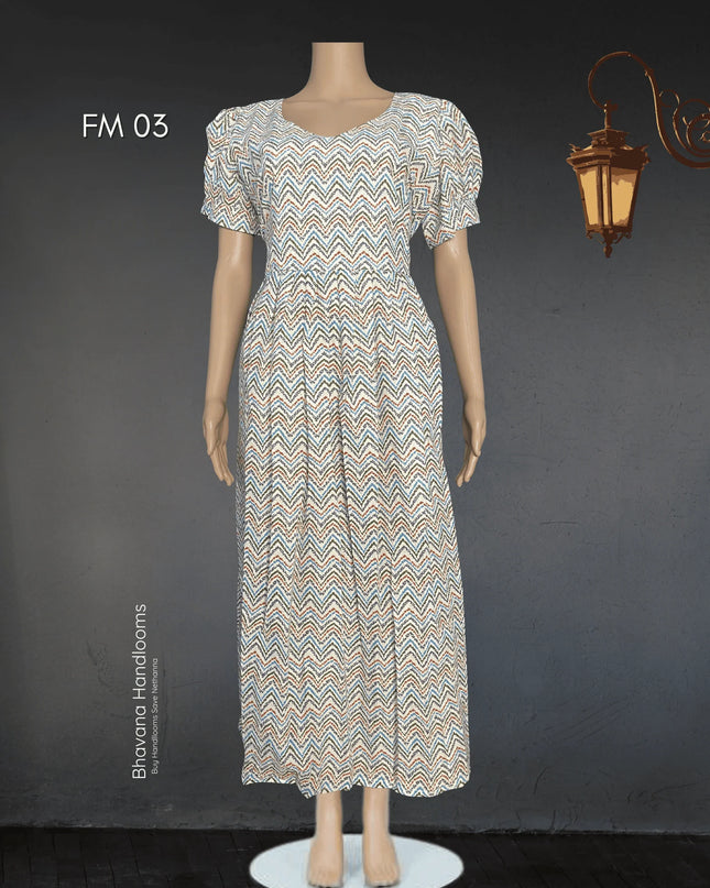 Premium Mul Cotton Frock Grey – Puff Sleeve Design with Knots, Zero Shrinkage
