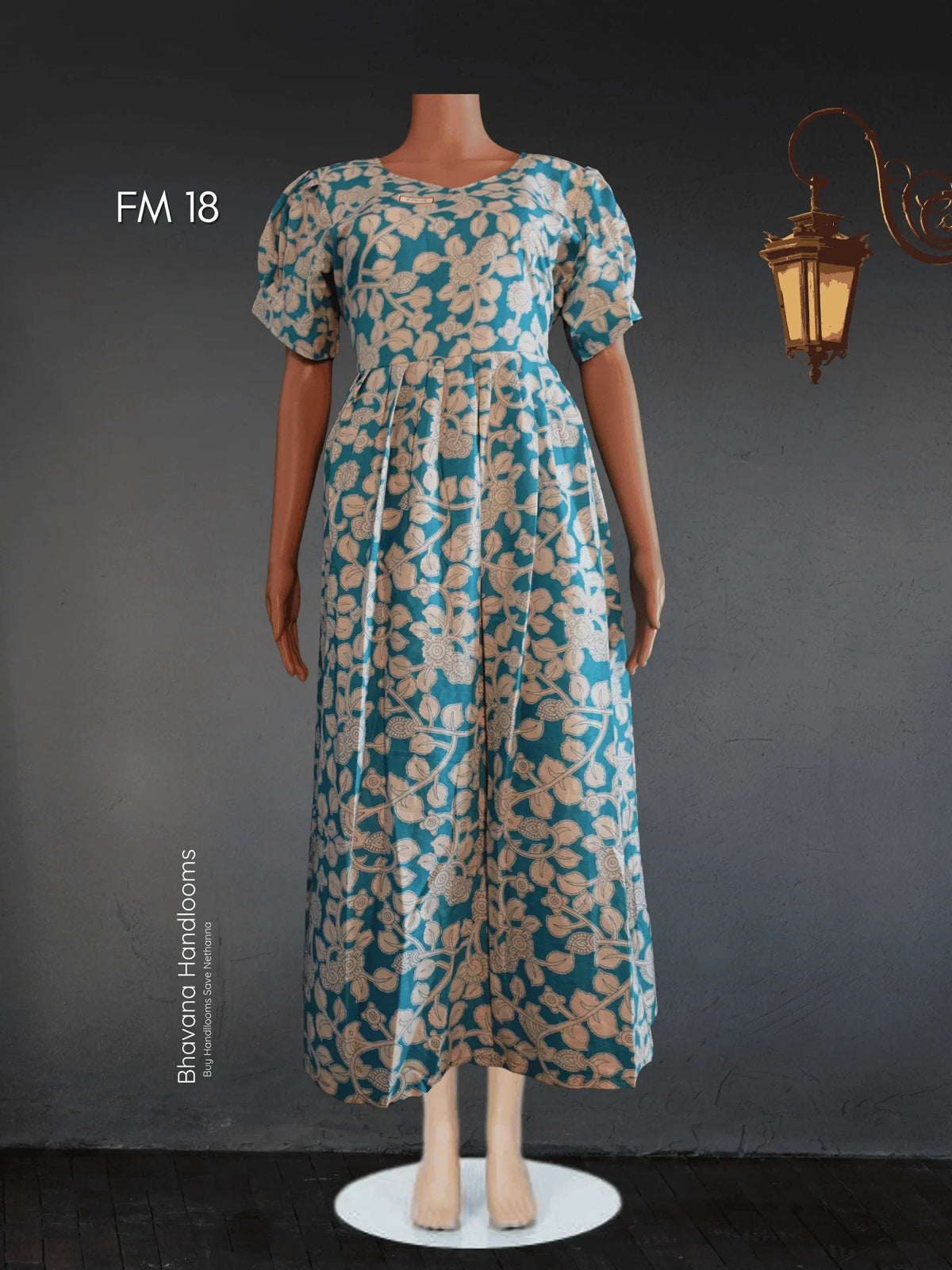Premium Mul Cotton Frock Sky Blue – Puff Sleeve Design with Knots, Zero Shrinkage