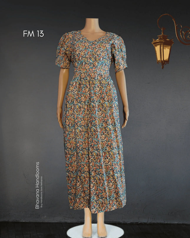 Premium Mul Cotton Frock Grey – Puff Sleeve Design with Knots, Zero Shrinkage