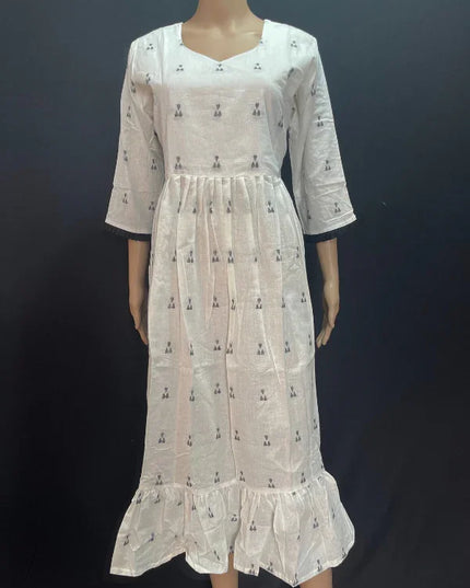 Elegant White Cotton Frock – Comfortable Daily & Occasion Wear