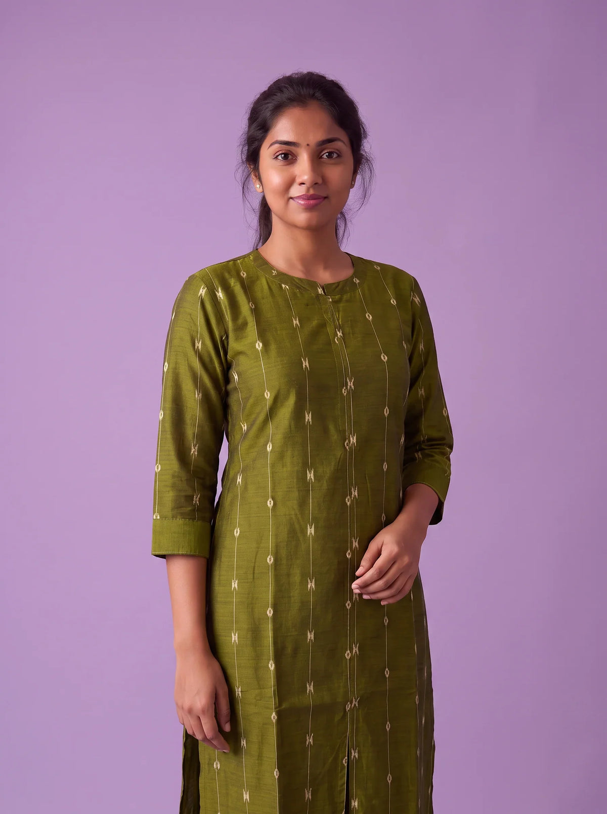 Premium Raw Silk Co-Ord Set in Olive Green Colour with Elastic Bottom | Ready to Wear