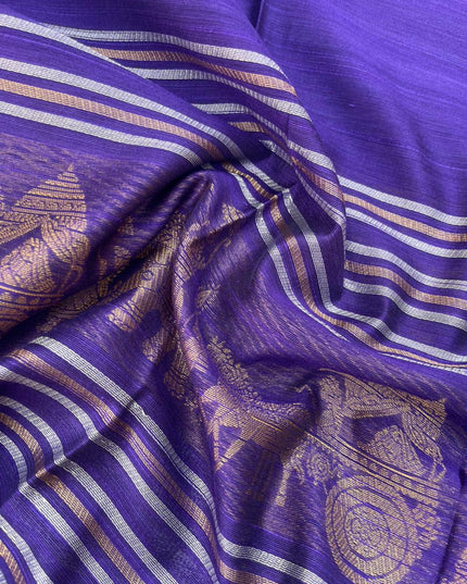 Premium Blue Raw Silk 3PC Unstitched Dress Material for Women