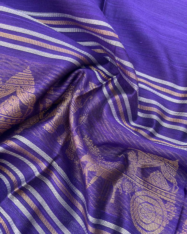 Premium Blue Raw Silk 3PC Unstitched Dress Material for Women