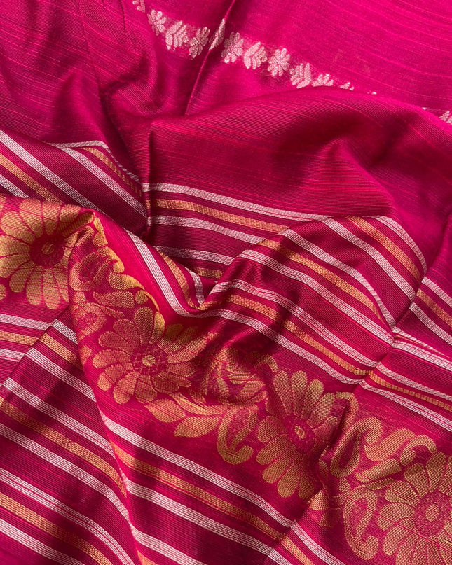 Premium Pink Raw Silk 3PC Unstitched Dress Material for Women