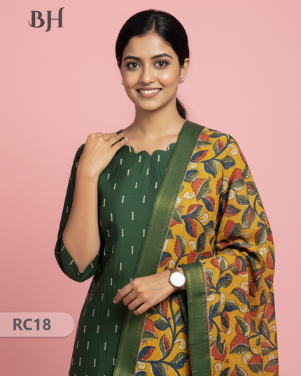 Chennuri Silk Dupatta with Raw Silk Green Top | Elegant Traditional Women’s Wear