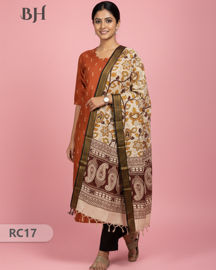 Chennuri Silk Dupatta with Raw Silk Orange Top | Elegant Traditional Women’s Wear
