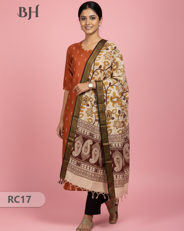 Chennuri Silk Dupatta with Raw Silk Orange Top | Elegant Traditional Women’s Wear
