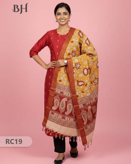 Chennuri Silk Dupatta with Raw Silk Red Top | Elegant Traditional Women’s Wear