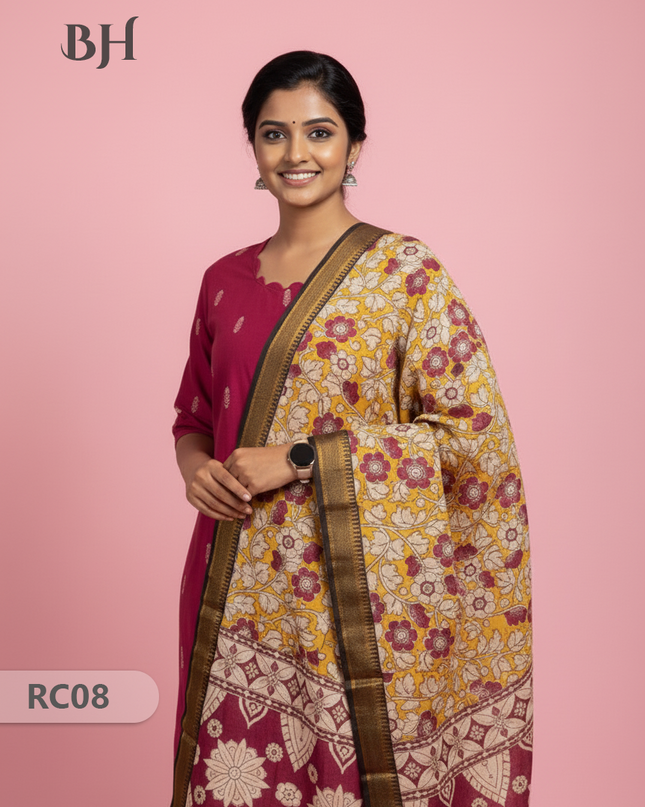 Chennuri Silk Dupatta with Raw Silk Pink Top | Elegant Traditional Women’s Wear