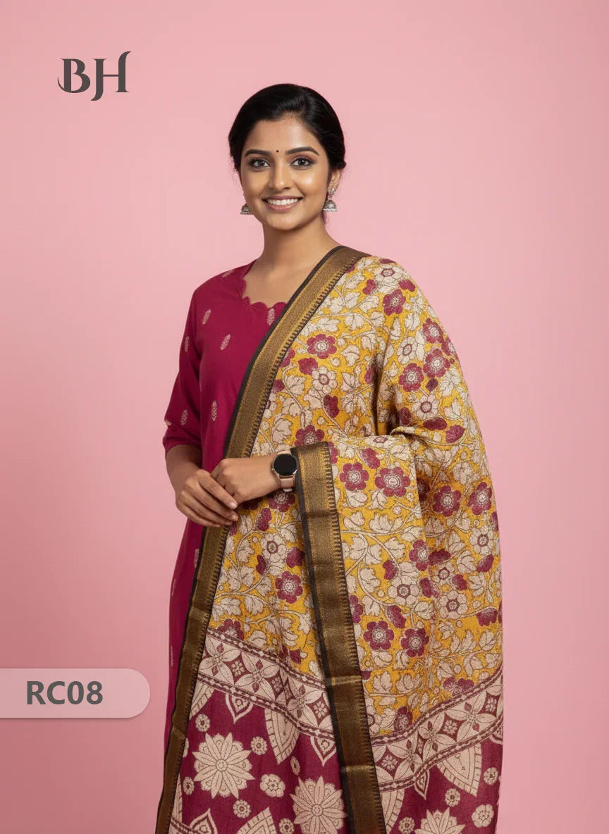 Chennuri Silk Dupatta with Raw Silk Pink Top | Elegant Traditional Women’s Wear