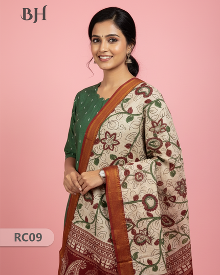 Chennuri Silk Dupatta with Raw Silk Green Top | Elegant Traditional Women’s Wear